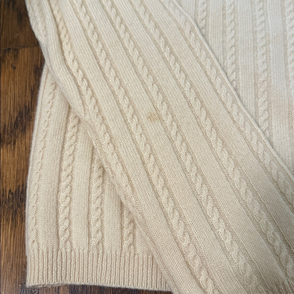 Ralph Lauren Collection Classics 100% Cashmere Cable Knit Cardigan Size L Cream - Picture 3 of 5